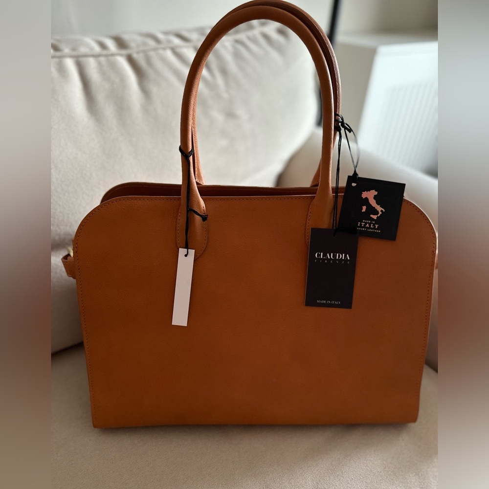 Claudia Firenze Brown Leather Tote Satchel Bag NWT TikTok Viral - Picture 2 of 7
